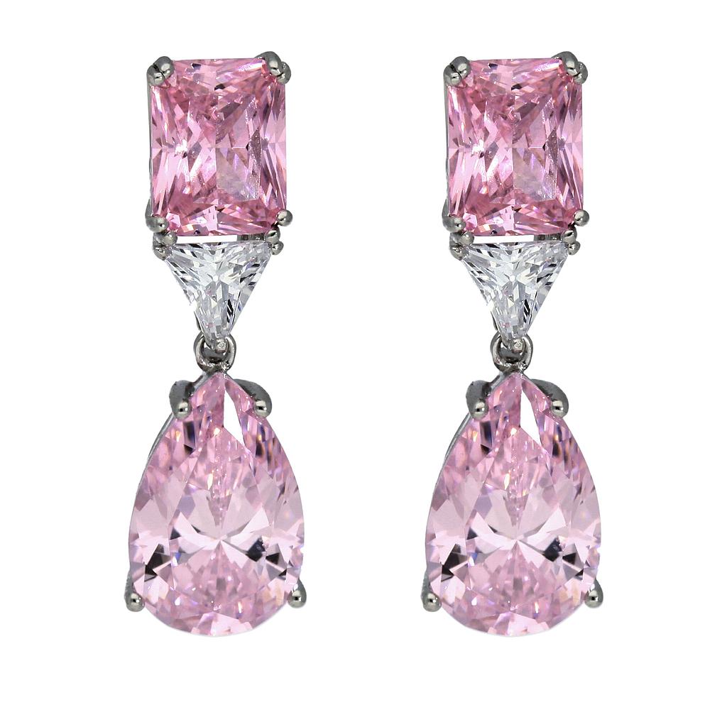 V5560, Earrings Silver 925, Zircon Pink color