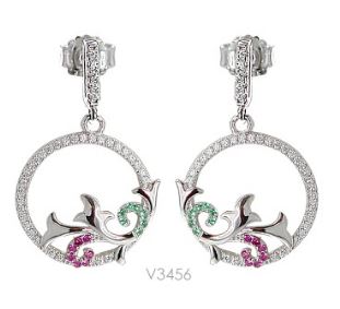 V3456, Earrings Silver. 925 Cubic Zircon & Micro Pave, Simplicity Collection