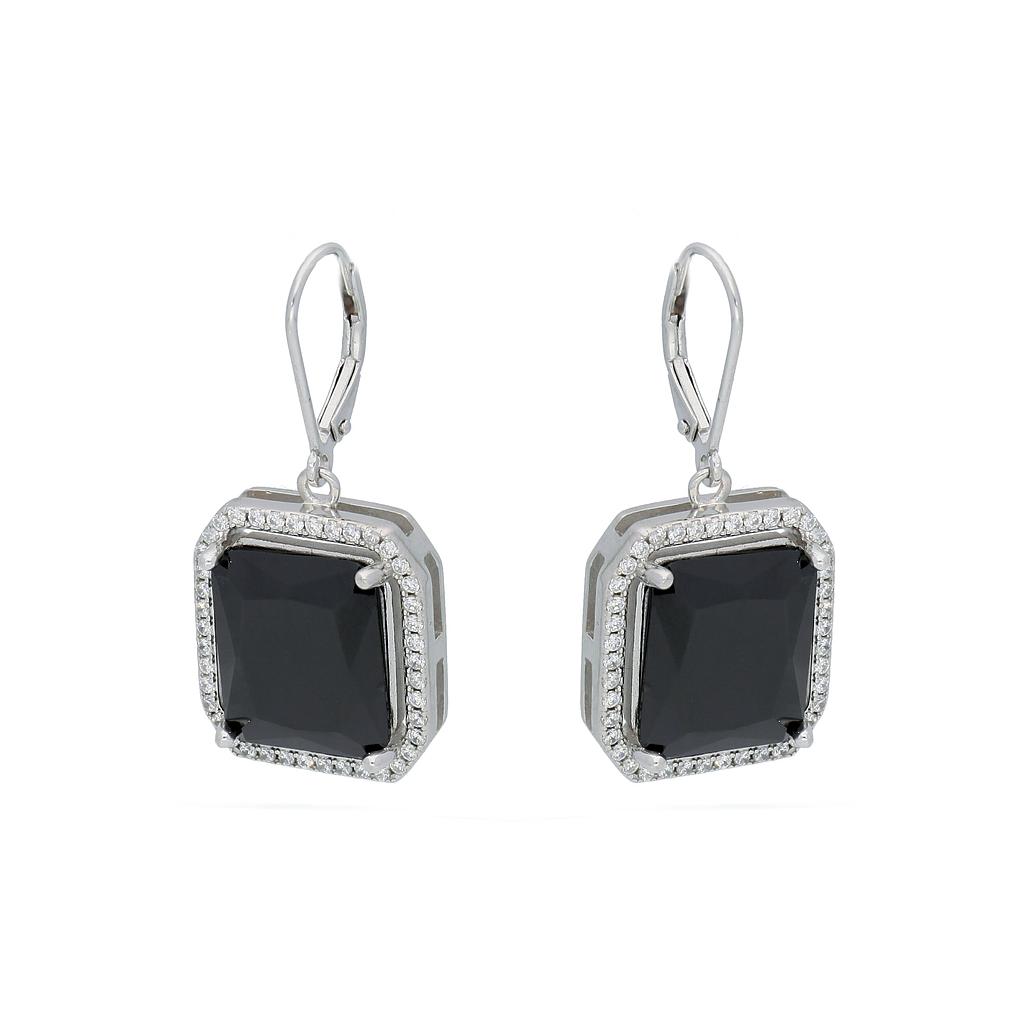 V5619, Earrings Silver 925, Black Zircon