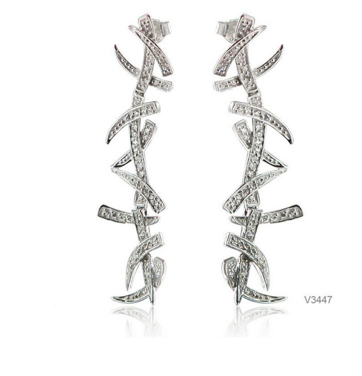 V3447, Earrings Silver. 925,  White Zircone,  Simplicity Collection
