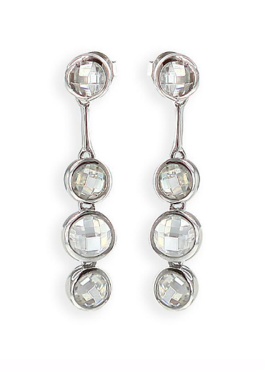 V2933, Earrings Silver. 925 Zircon Stone,  Rhodium Plated