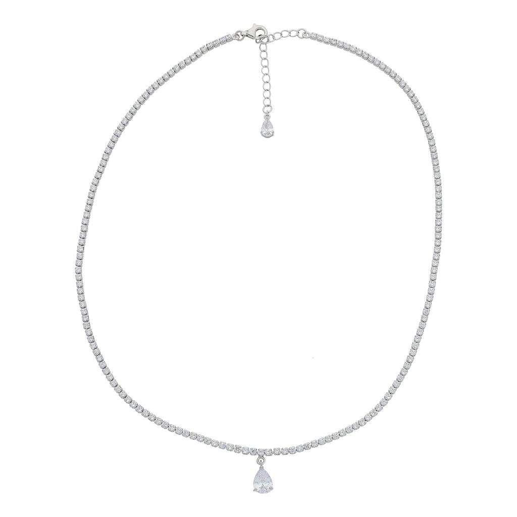 N5567, Necklace Silver 925,  White Zircon