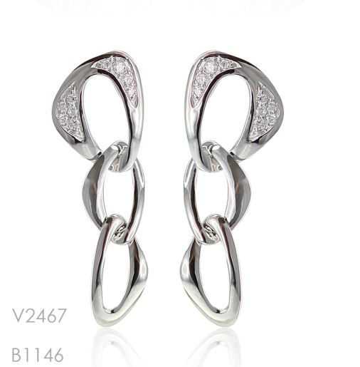 V2467, Earrings Silver 925, Crystal Zircon, Simplicity Collection