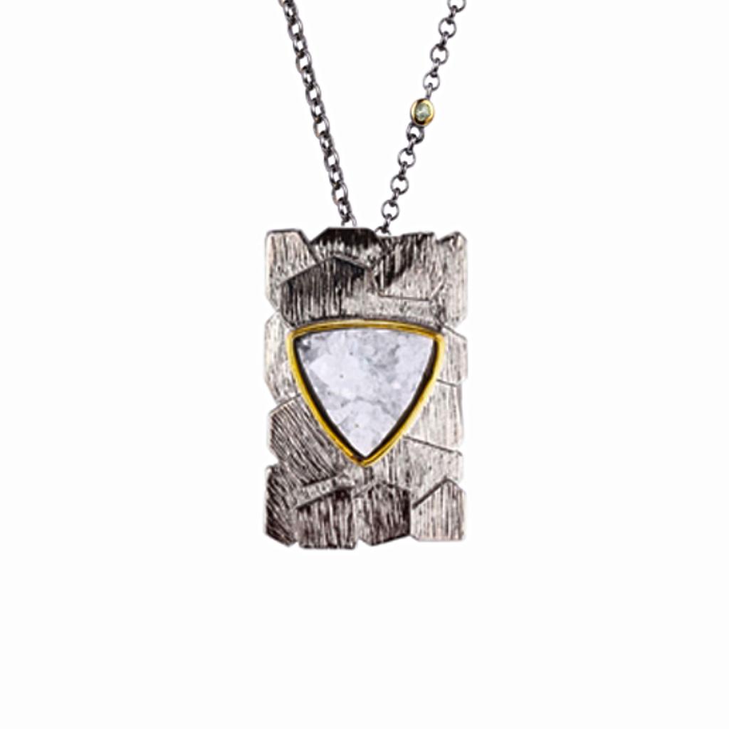 N5388, Necklace Silver 925,  White Drusy,  Hand Made