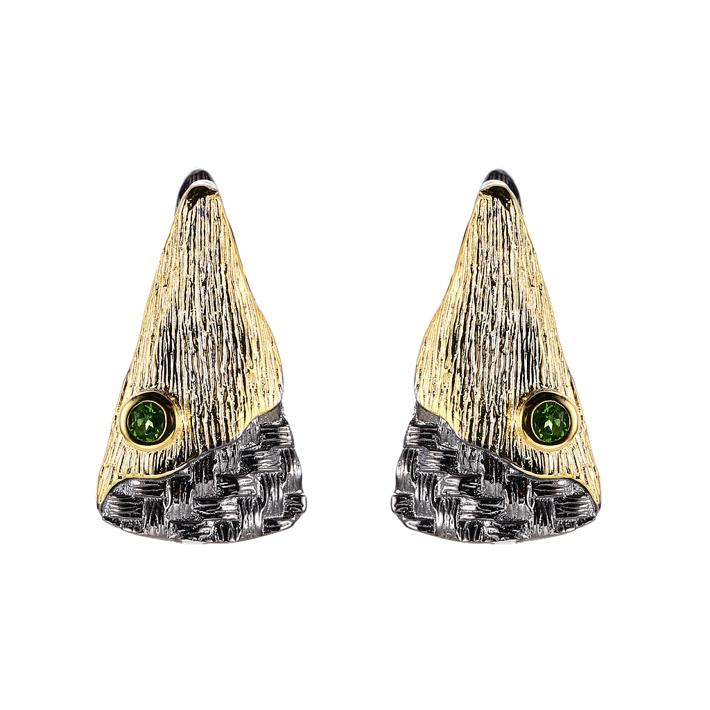 V5326, Earrings Silver 925, Diopside, Hand Made