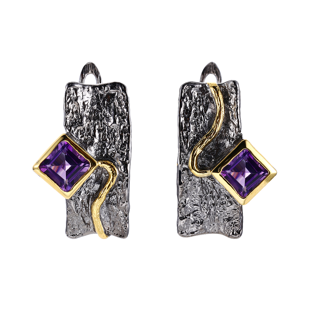 V5325, Earrings Silver 925, Amethyst, Hand Made