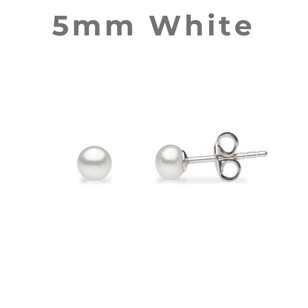 V4875, Earrings Silver 925,   White fresh water Pearl 5mm