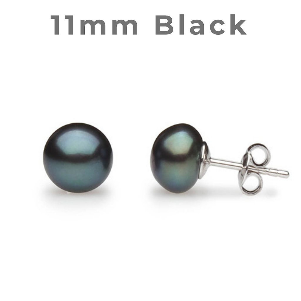 V5343, Earrings Silver 925,   Pearl black in purple 10-11mm