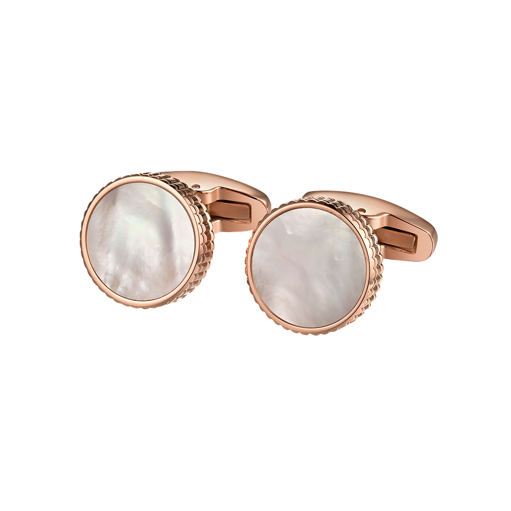 A1280, Stainless steel cufflinks with white mother of pearls.