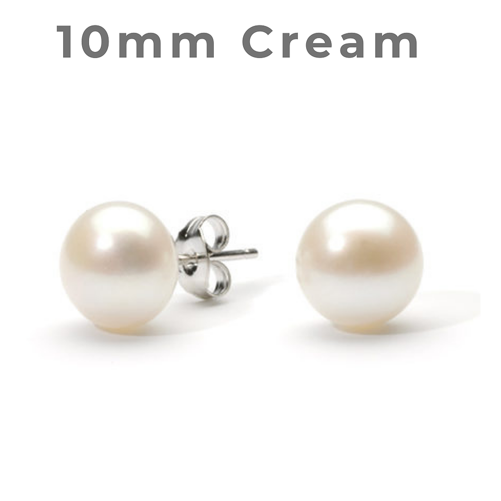 V5298, Earrings Silver 925,   Ivory White Pearl 9 - 10mm