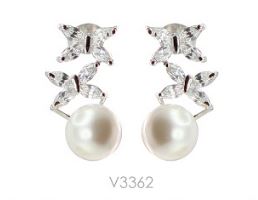 V3362, Earrings Silver,  925,   Fresh Water Pearl,   Pearl Collection