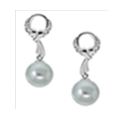 V3366, Earrings Silver,  925,   White Zircone,   Light Grey WF Pearl