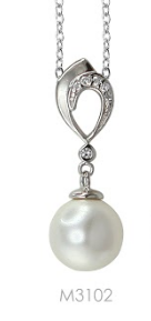 M3102, Pendant Silver 925,   Rhodium Plated,   CZ & Shell Pearl,   Pearl Collection