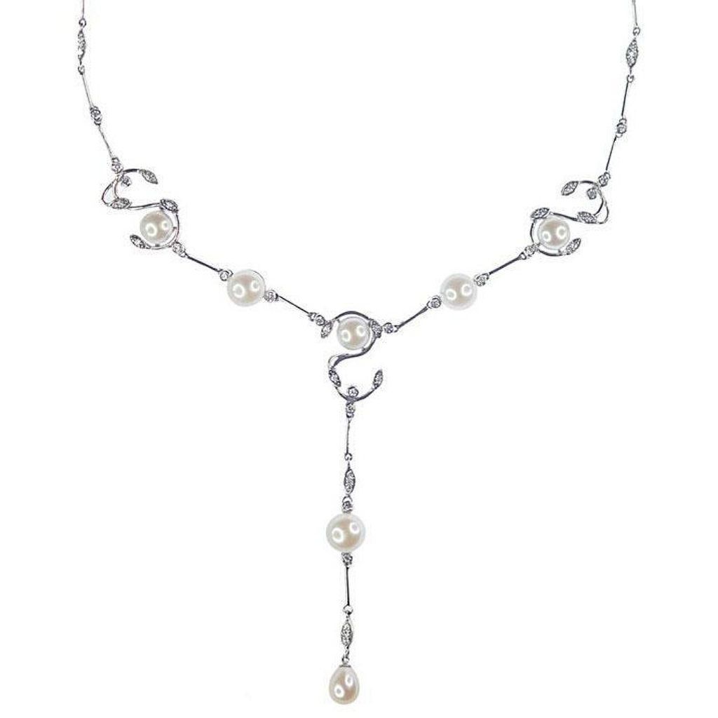 N3151, Necklace Silver 925,   Zircon,   Fresh Water Pearl,  Pearl Collection