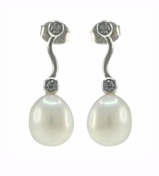 V3451, Earrings Silver,  925,   White Zircone & WF Pearl