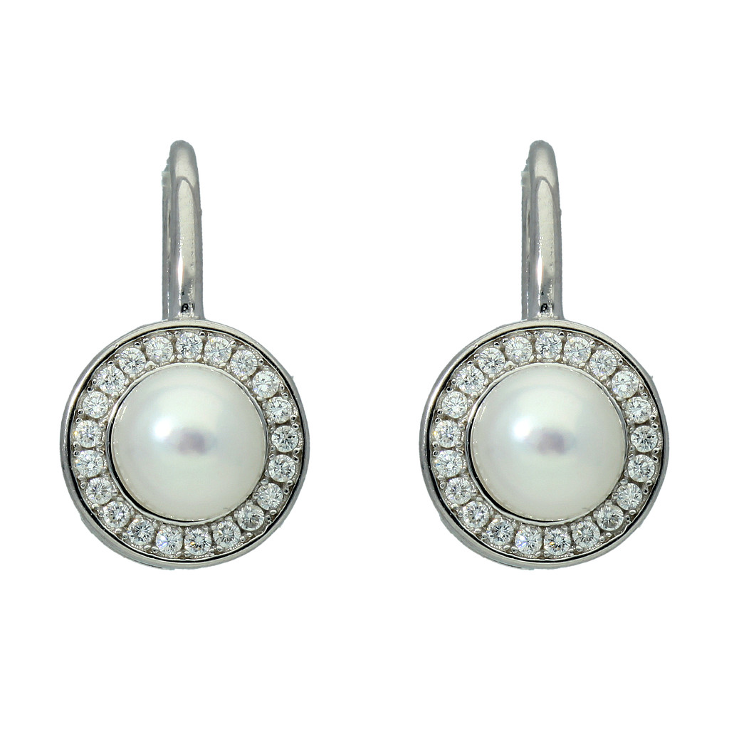V5730, Earrings Silver 925,  Pearl