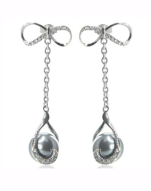V3398, Earrings Silver,  925,   White Zircone,   Shell Pearl,   Pearl Collection
