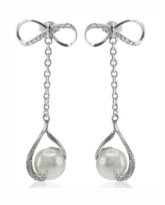 V3399, Earrings Silver,  925,   White Zircone,   Shell Pearl,   Pearl Collection