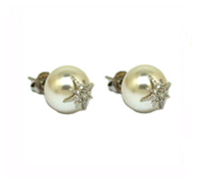 V3052, Earrings Silver,  925,   White Zircone & WF Pearl