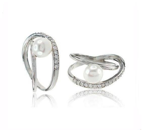 U3071, Ring Silver,  925,   White Zircone,   White Fresh water Pearl,   Pearl Collection