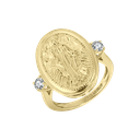 U4172, Virgen Maria Ring, Silver 925, 18K Gold Plated White CZ