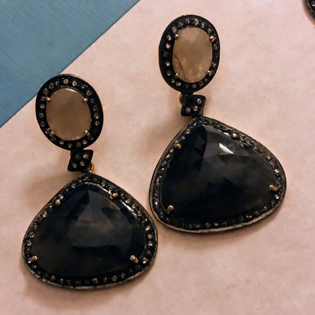 V6002,Sapphire, Diamonds,Silver 925