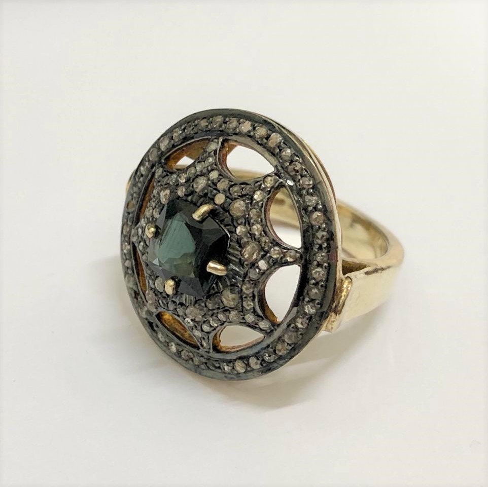 U4721,Ring Silver 925,Turmaline,Diamonds