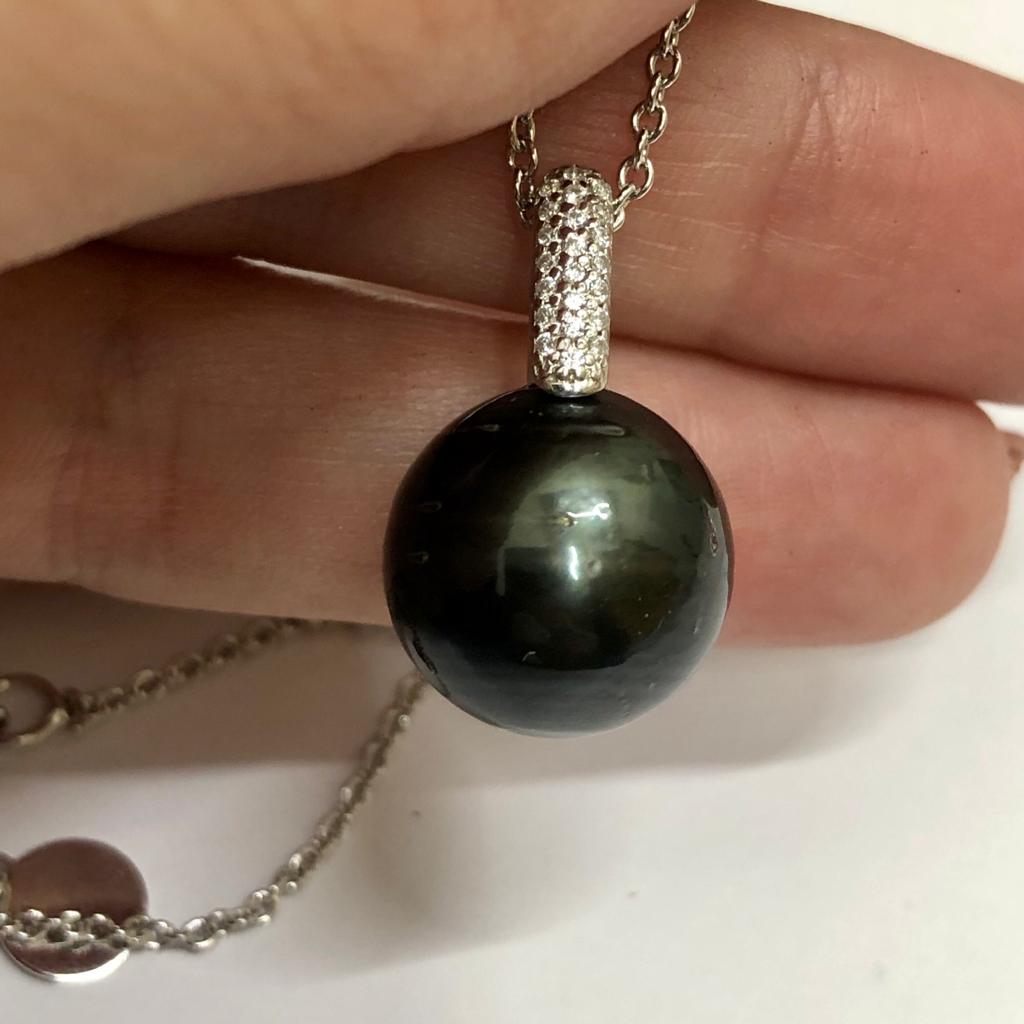 N6306,Silver 925, Black Tahiti Pearl, Big