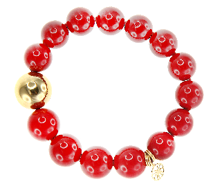 B2092, Bracelet S,  Steel316L,   IPGold,   Shell orange red color