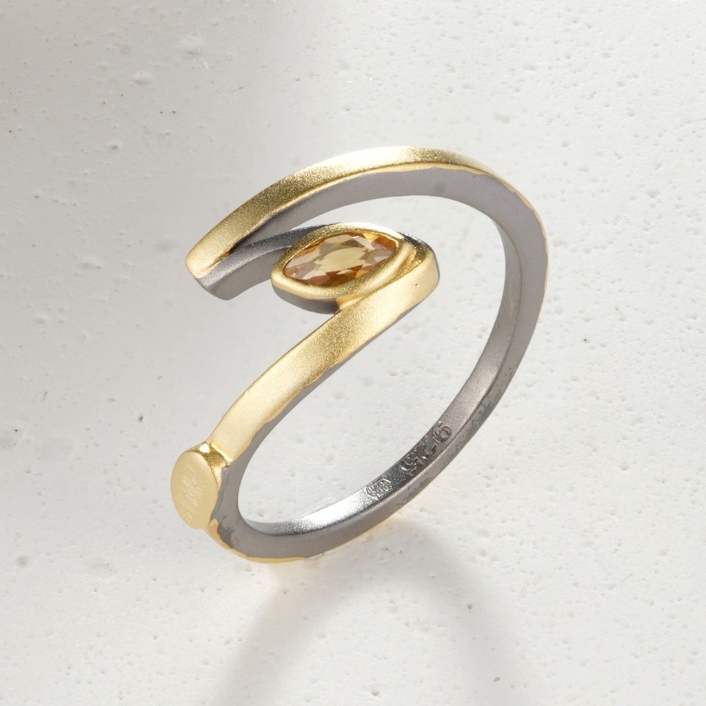 U4214, Ring Silver 925 , Citrine,  Hand Made