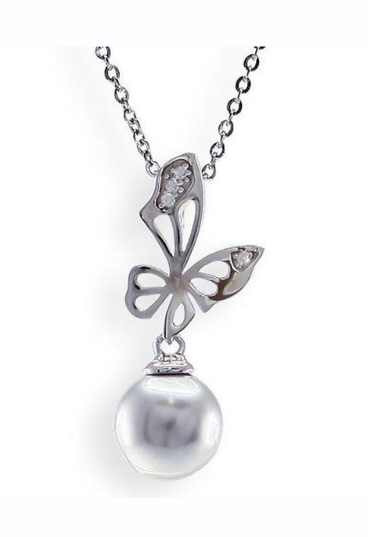 M3082, Necklace Silver,  925&Crystal,   White Zircone