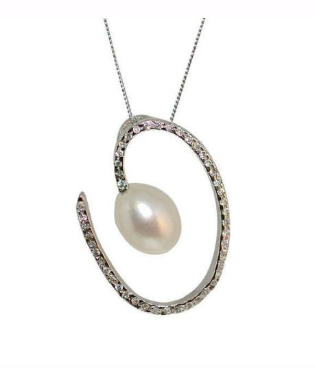 Pendant Silver, 925,  White WF Pearl&zircon