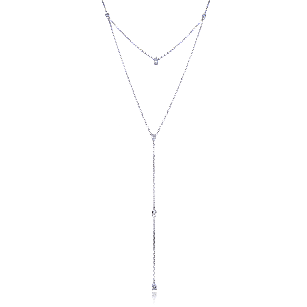 N6171,Modern Minimalism Necklace,Silver 925,Rhodium Plated ,Cubic Zircon