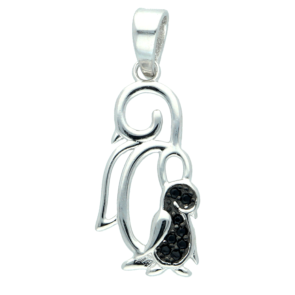 M3790, Necklace Silver 925, Black Zircon , IPBlack
