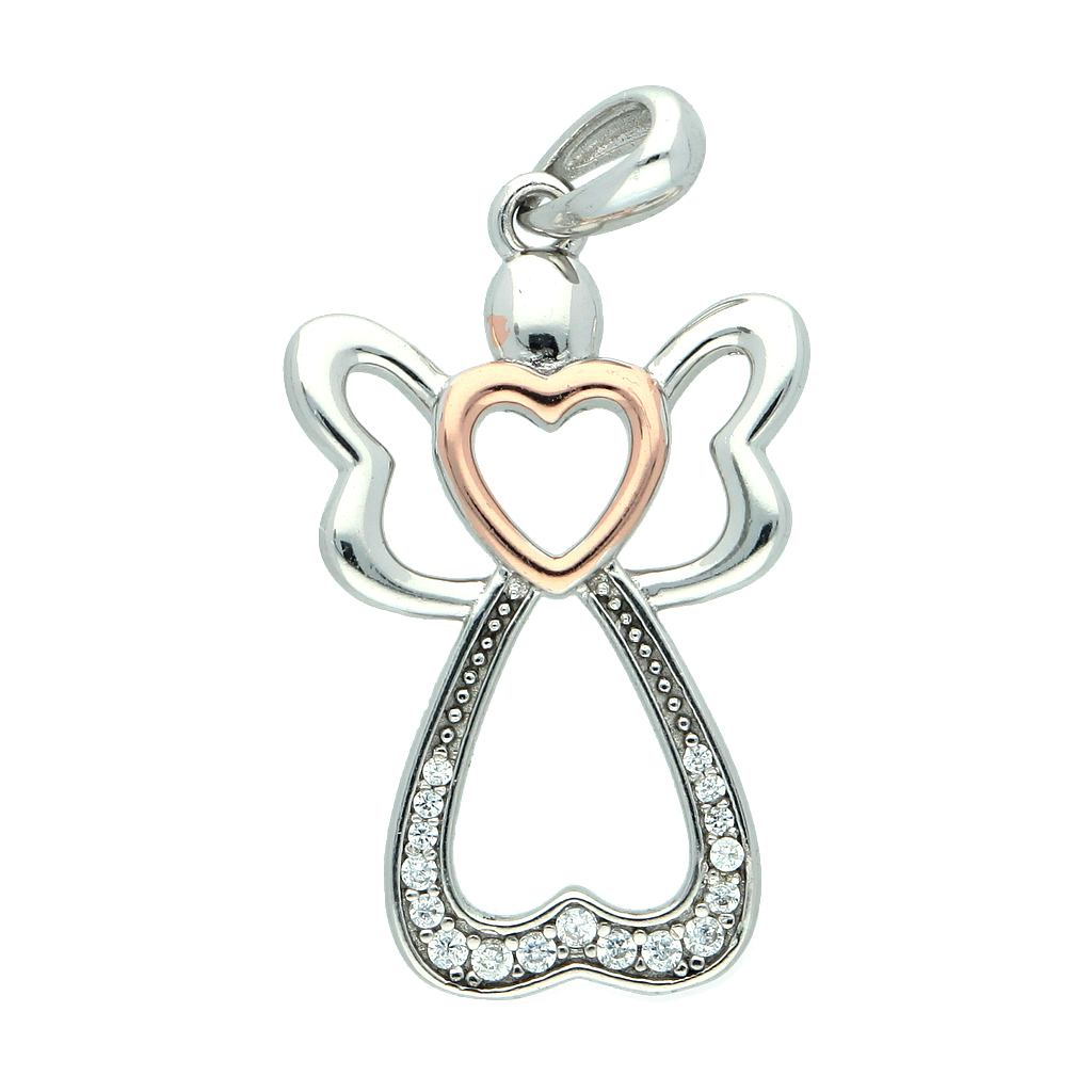 M3795, Pendant Silver 925, White Zircon, RoseGold