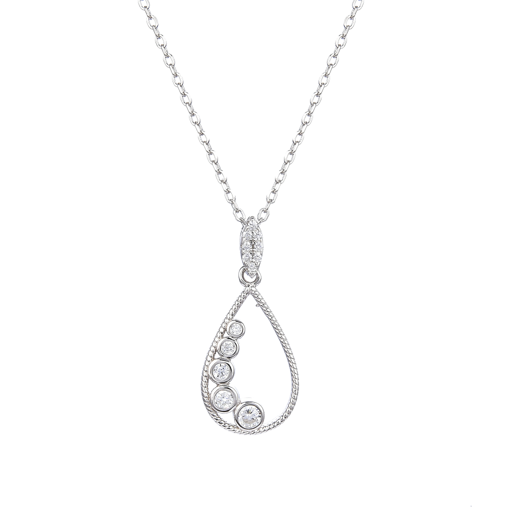 N6157,Necklace,Silver 925,Rhodium Plated,Cubic Zircon