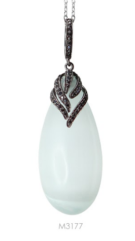 M3177, Pendant Silver 925,  Cz & Cat Eye,  Midnight Collection