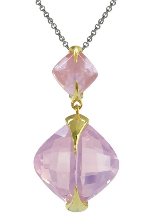 N5303, Bright Pink Necklace, Silver 925, Crystal