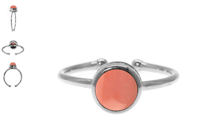 U3900, Ring Silver 925,  Red Coral