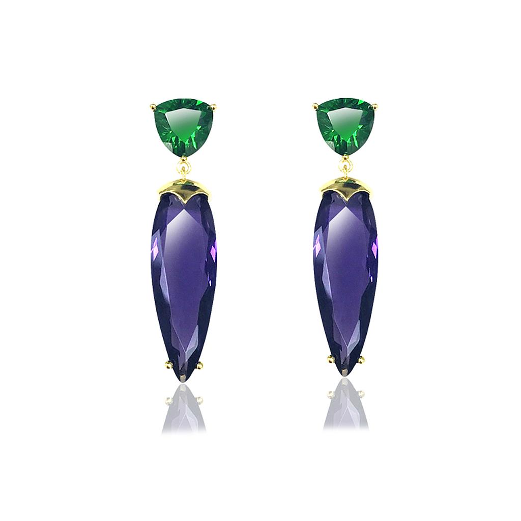 V5172, Earrings Silver 925 , Emerald, Crystal