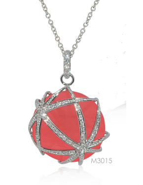 M3015, Pendant Silver 925,  Rhodium Plated,  CZ Zircone & Crystals,  Jewellry Collection