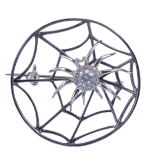 A0880, Brooch, Brass , White Zircone,