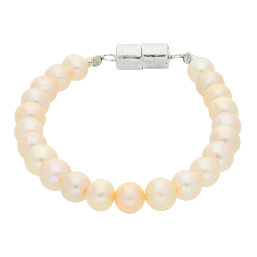 B2790,Bracelet Silver 925, FWP.Peach,18 cm magnet claps