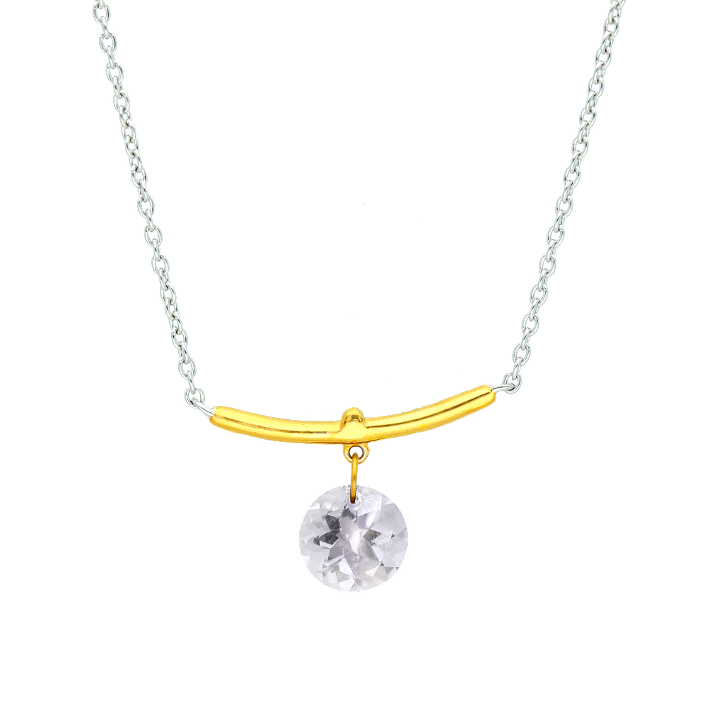 N5383, Necklace Silver 925, White Topaz