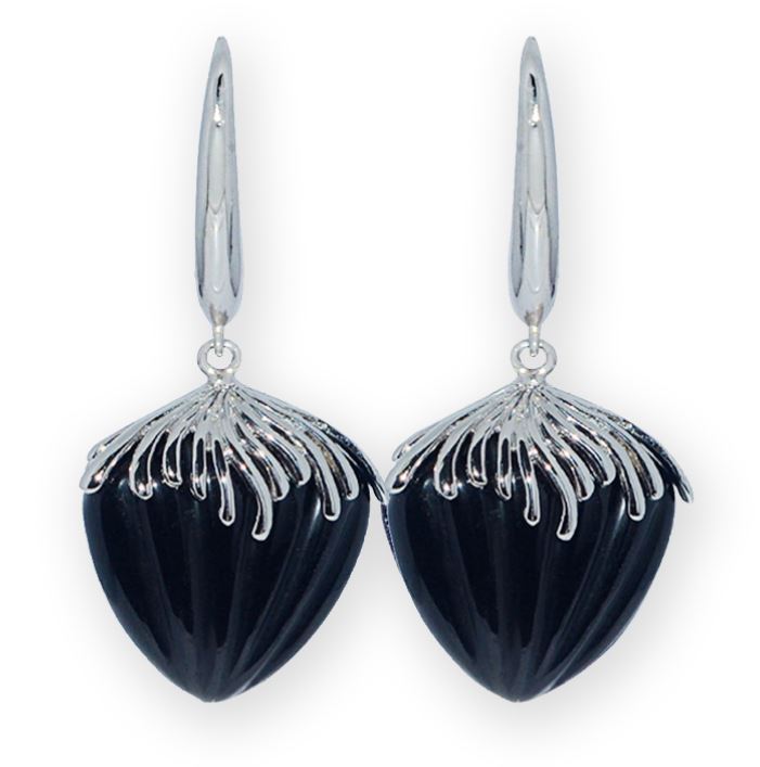 V3268, Earrings Silver. 925, Black Onyx, Midnight Collection