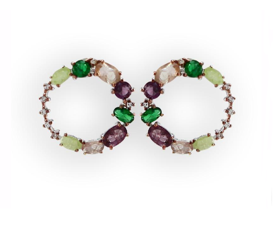 V4502, Earrings Silver 925,  light green Zircon,  green crystal,  amethyst