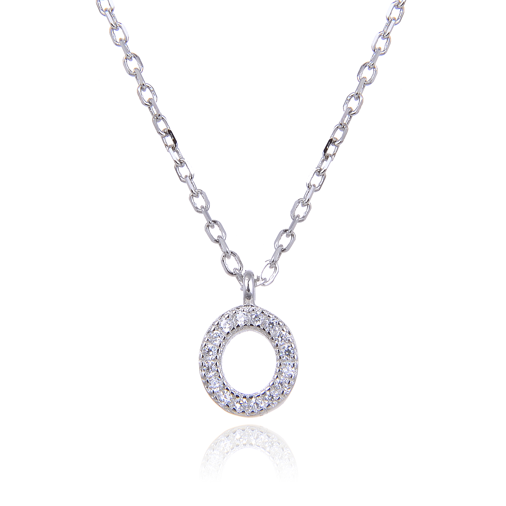 N6187,Necklace,Letter O,Silver 925,Length 40+5cm