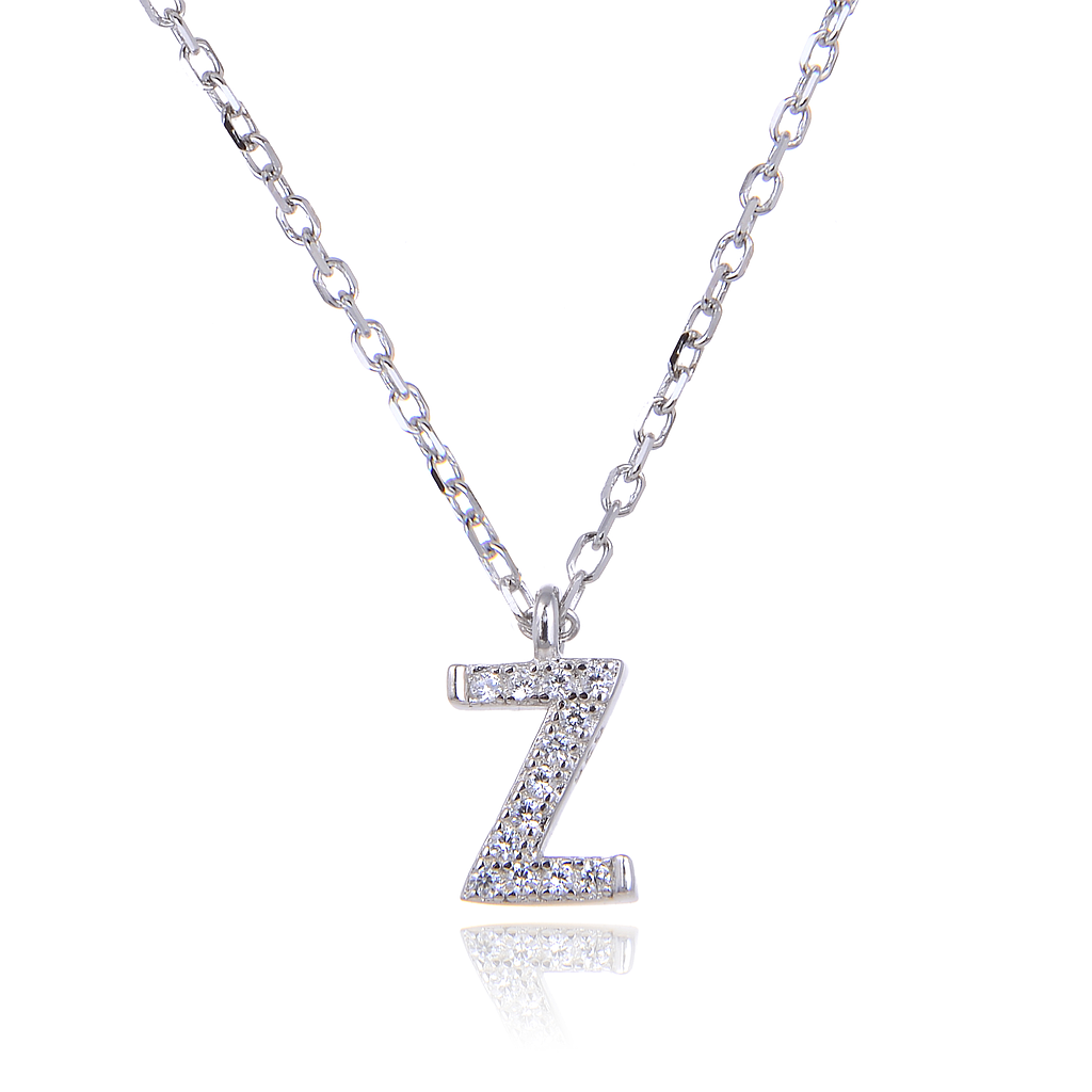 N6198,Necklace,Letter Z,Silver 925,Length 40+5cm
