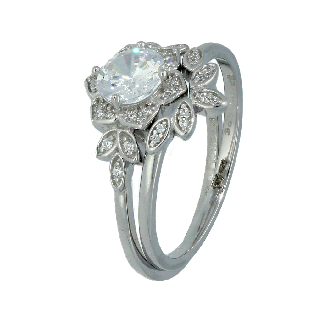 U4084, Ring Silver 925, White Zircon