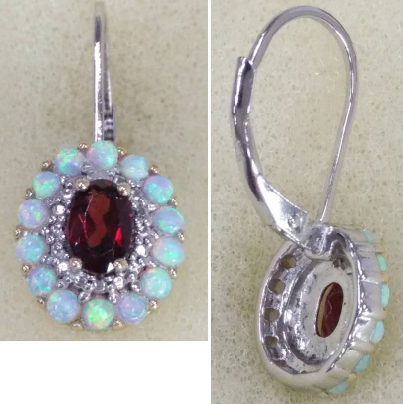 V5457, Earrings Silver 925,Opal,Garnet